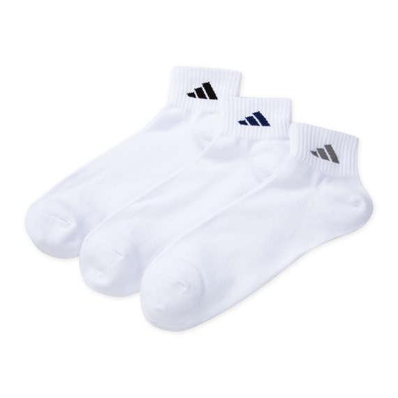 靴下 メンズ ソックス ショート丈 adidas 3枚組 白 ホワイト 3P つま先かかと 大きいサ...