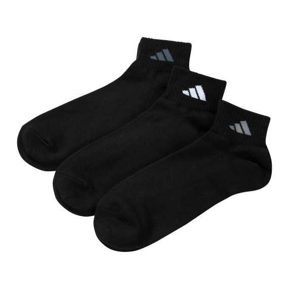 靴下 メンズ ソックス ショート丈 adidas 3枚組 黒 ブラック 3P つま先かかと 大きいサ...