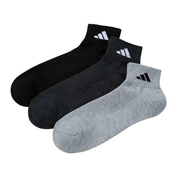 靴下 メンズ ソックス ショート丈 adidas 3枚組 グレー×チャコール×ブラック 3P つま先...