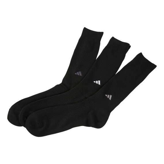 靴下 クルー丈 ソックス adidas 3枚組 消臭 つま先 かかと補強消臭 ブラック 大きいサイズ...