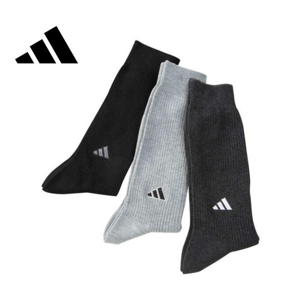 靴下 クルー丈 ソックス adidas 3枚組 消臭 つま先 かかと補強消臭3色ミックス 大きいサイ...