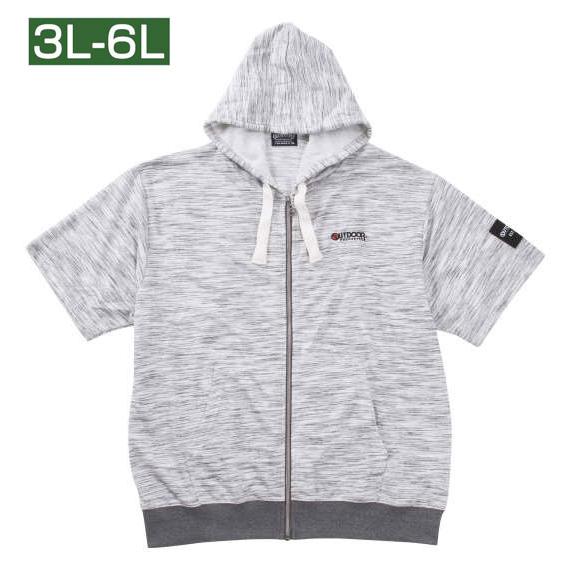 半袖 パーカー メンズ フルジッ プ フード付 グレー ジッパ ータイプ OUTDOOR PRODU...