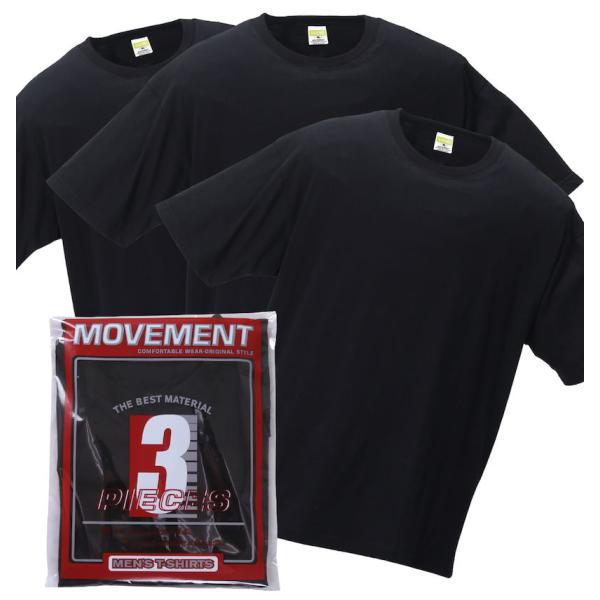 半袖tシャツ メンズ 綿100％ 3枚組 インナー 無地 スリーブレス 丸首 肌着 大きいサイズ 黒...