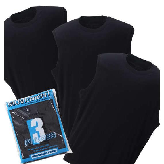 スリーブレス Tシャツ 3枚パック メンズ 無地 綿100％ 丸首 肌着 大きいサイズ 黒 3L 4...