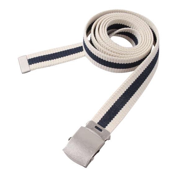 ベルト メンズ ライン入り GIベルト 大きいサイズ 170cmまで対応 キナリ×ネイビー ギフト