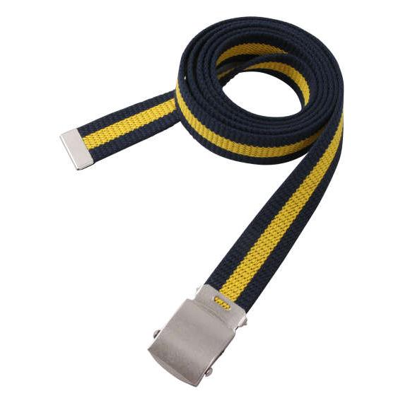 ベルト メンズ ゴルフ ライン入り GIベルト 大きいサイズ ネイビー×イエロー 170cmまで対応...