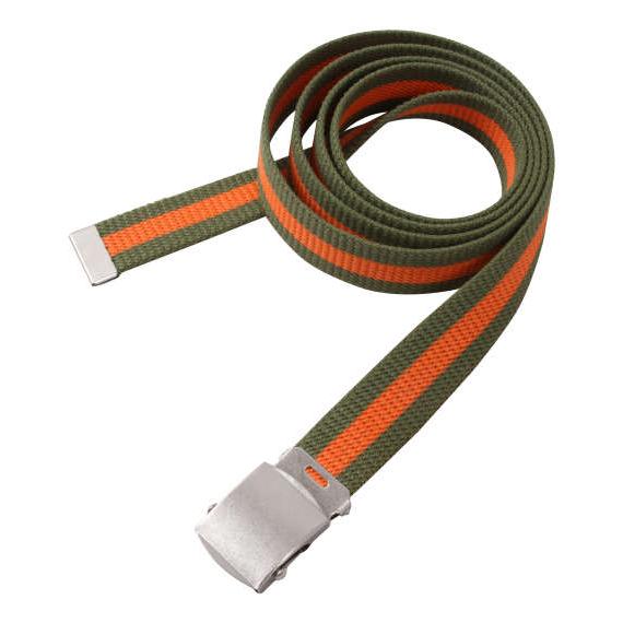 ベルト メンズ ゴルフ ライン入り GIベルト 大きいサイズ カーキ×オレンジ 170cmまで対応 ...