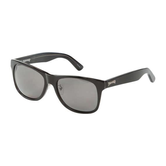 メンズ サングラス ビッグサイズ 偏光レンズサングラス THRASHER ブラック×スモーク 収納袋...