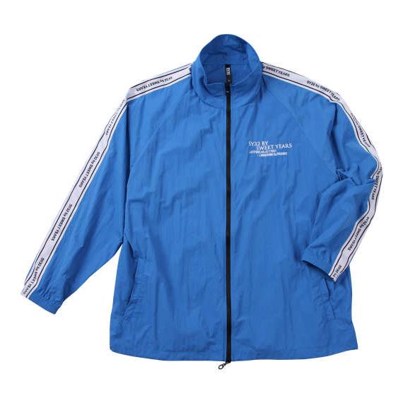 大きいサイズ メンズ ジャージ 上 ウインドブレーカー ナイロンジャケット テープデザイン スウェッ...