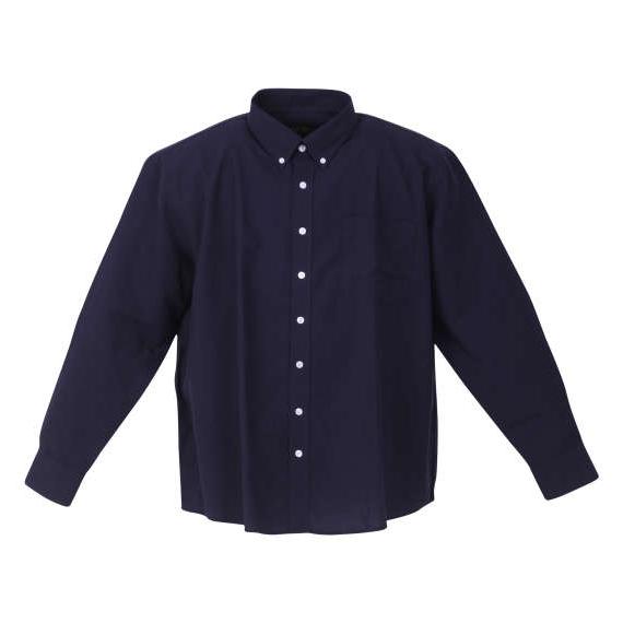 長袖シャツ 麻混 速乾 大きいサ イズ ボタンダウン ネイビー 紺 3L 4L 5L 6L 8L さ...