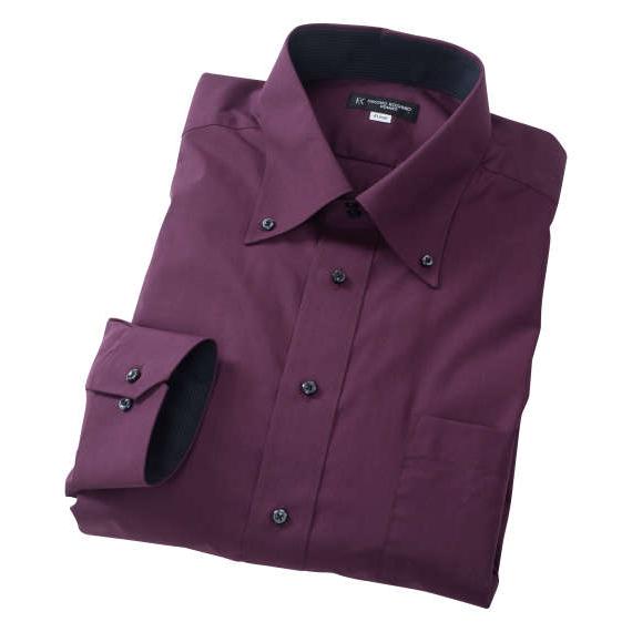 ワイシャツ メンズ 長袖 yシャツ ボタンダウン コシノヒロコ ワイン 大きいサイズ HIROKO ...