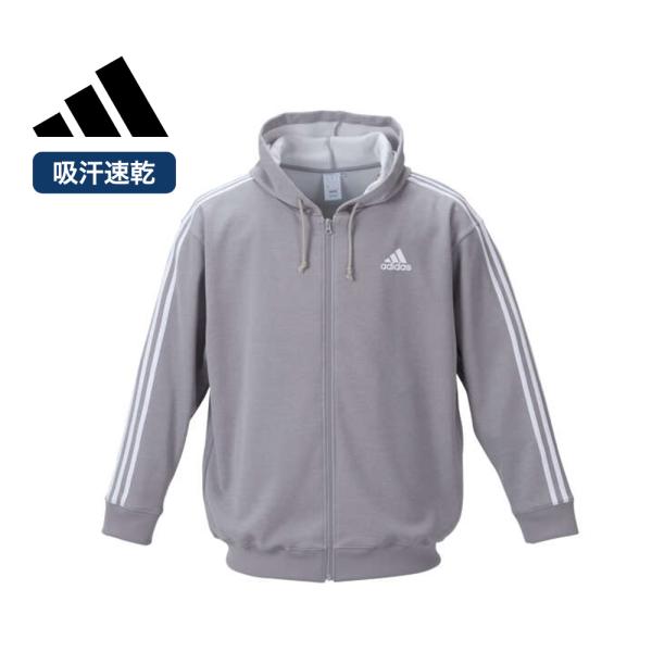adidas アディダス スウェット フルジップ パーカー 大きいサイズ 吸汗速乾 ドライ フード ...