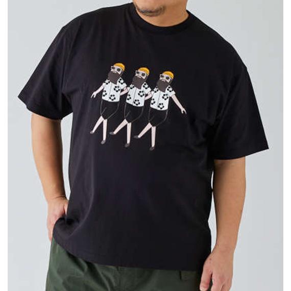半袖tシャツ メンズ オジサン アロハ柄 愛嬌 モダン ユニーク デザインが 大きいサイズ 黒 ブラ...