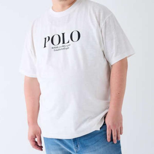 メンズ Tシャツ 半袖 天竺 POLO クロス ロゴスラブ ポロ 大きいサイズ オフホワイト 3L ...