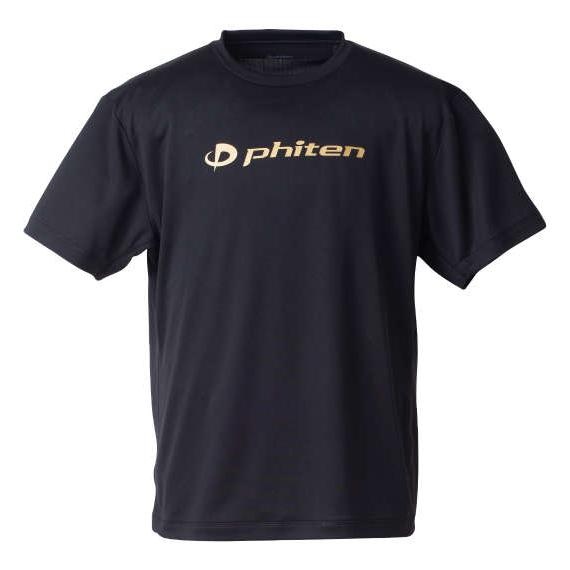 半袖tシャツ メンズ RAKUシャツ ロゴ入り Phiten 大きいサイズ ブラック×ゴールド 吸汗...