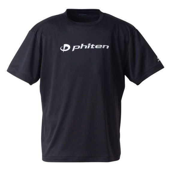 半袖tシャツ メンズ RAKUシャツ ロゴ入り Phiten 大きいサイズ ブラック×シルバー 吸汗...