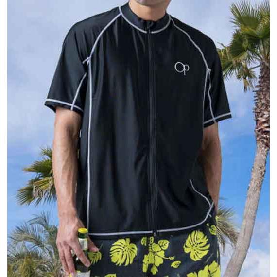 メンズ ラッシュガード 前ファスナー 半袖 フルジップ ブラック 大きいサイズ 3L 4L 5L 6...