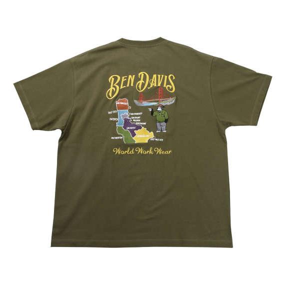 半袖tシャツ 綿100 ベンデイビス 大きいサイズ スーベニア 刺繍 BEN DAVIS カーキ 3...