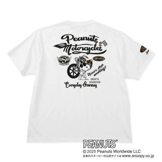 半袖 tシャツ 綿100％ スヌーピーコラボ かっこいいバイクのモチーフ FLAGSTAFF×PEA...