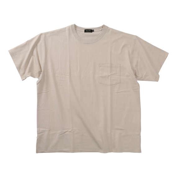 クルーネック半袖Tシャツ 無地ポケット付タフ衿 3L 4L 5L 6L 大きいサイズ EL.FO ベ...