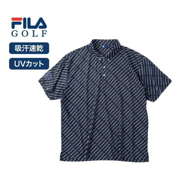 FILA GOLF 半袖シャツ メンズ 大きいサイズ 吸汗速乾 UVカット エコ素材 ディンブルメッ...