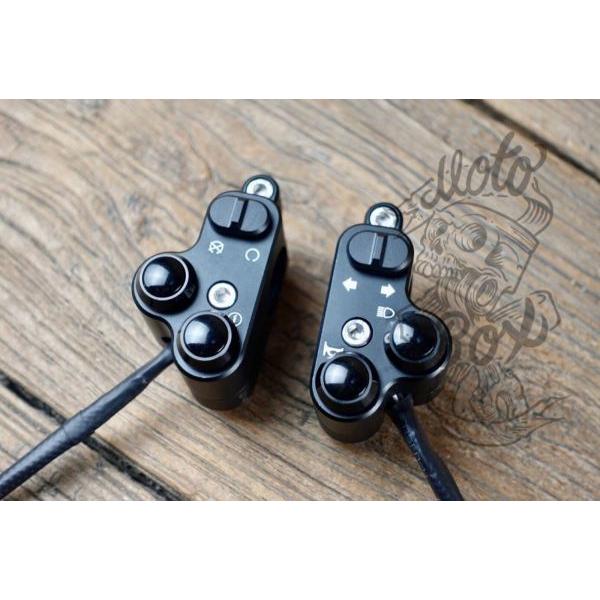 1インチハンドル ミニスイッチボックス プッシュボタン 左右セット ハーレー ショベル カスタム チ...
