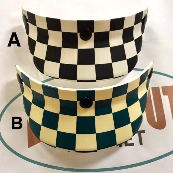Blowout ヘルメットバイザー チェッカー ビンテージ ジェット シールド ヘルメット ショーテ...