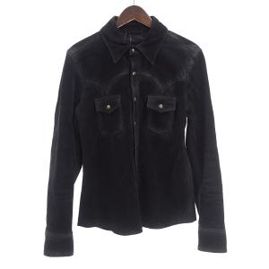 ドルチェアンドガッバーナ/DOLCE&GABBANA Nubuck Calfskin Leather Western レザージャケット 41G23 サイズ メンズ44 ブラック ランクC  (中古)｜blowz