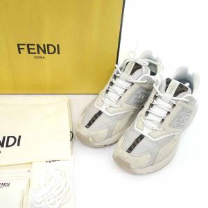 フェンディ/FENDI 22AW FENDI Faster ファースター スニーカー ヌバックレザー 42G23 サイズ メンズ8 ホワイト ランクB  (中古)｜blowz