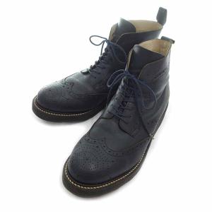 グロックレザー/GROK LEATHER SPIT WEB SHOES HI ウイングチップ レザーブーツ 60C24 サイズ メンズ27 ネイビー ランクC  (中古)｜blowz