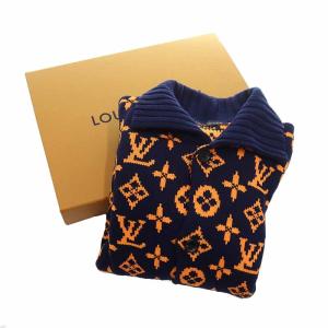 ルイヴィトン/LOUIS VUITTON 23SS 1AAU8S モノグラム シグネチャー ニット カーディガン 41A24 サイズ メンズ4L ネイビー ランクA  (中古)｜blowz