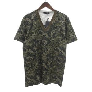 ドルチェアンドガッバーナ/DOLCE&GABBANA 迷彩 カモフラージュ 総柄 VネックTシャツ 50D24 サイズ メンズ50 カモフラ ランクN  (中古)｜blowz