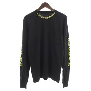 クロムハーツ/CHROME HEARTS Neck Logo Neon Yellow L/S Tee ネックロゴカットソー 11D24 サイズ メンズM ブラック ランクA  (中古)｜blowz