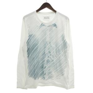 メゾンマルジェラ/MAISON MARGIELA ここのえ 初期 アーティザナル シャツ 転写プリント 長袖 Tシャツ カットソー 90D24 サイズ メンズ48 ホワイト ランクC  (中｜blowz