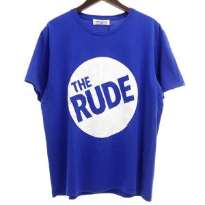 ルードギャラリー/RUDE GALLERY 69632-3 THE RUDE ヒビ割れ加工 プリント 半袖 Tシャツ 41D24 サイズ メンズ3 ブルー ランクN  (中古)｜blowz