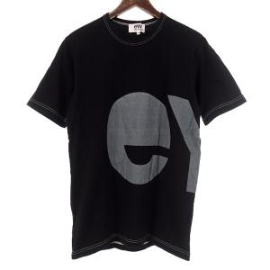 アイコムデギャルソンジュンヤワタナベマン/EYE COMME DES GARCONS JUNYA WATANABE MAN 12AW ロゴ プリント 半袖 カットソー Tシャツ 30E24 サイズ メンズM ブラ｜blowz