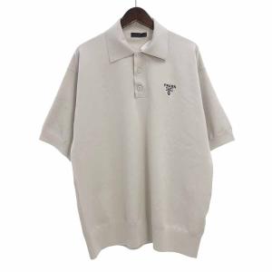 プラダ/PRADA 22SS Wool Polo Shirts ロゴ ウール ポロシャツ Tシャツ 52I23 サイズ メンズ48 グレージュ系 ランクA  (中古)｜blowz