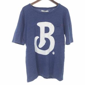 バーンアウト/BURNOUT B ロゴ プリント クルーネック 半袖 Tシャツ 82I23 サイズ メンズM ブルー ランクA  (中古)｜blowz