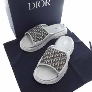 ディオール/DIOR H-Town ラバー オブリーク ジャガード スライド サンダル 71H23 サイズ メンズ41 グレー ランクN  (中古)｜blowz