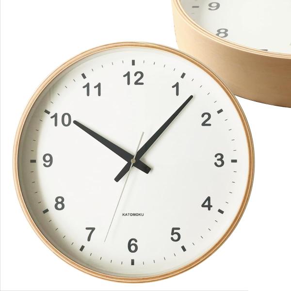 KATOMOKU plywood clock ナチュラル スイープ（連続秒針） km-33L φ30...