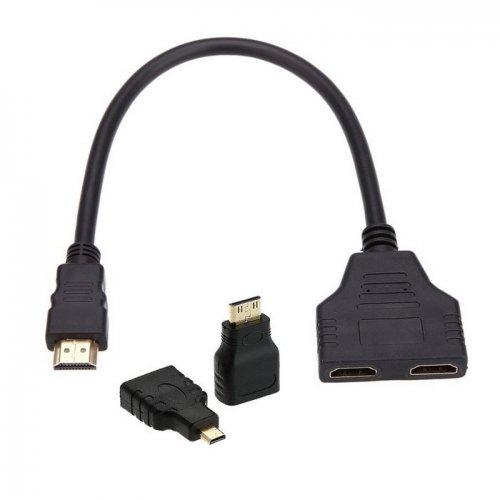 cablecc HDMI-デュアルHDMIメス Yスプリッタースイッチ 延長アダプターケーブル Mi...