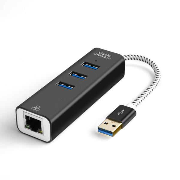 USB 3.0 - RJ45 アダプタ CableCreation 3ポートUSB 3.0ハブ+ R...