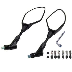 バイクミラー 汎用 オートバイミラー 適合 PCX GROM Z125 MT-07 MT-09 用 アダプター付け 8mm 10mm 正/逆ネジ 6個