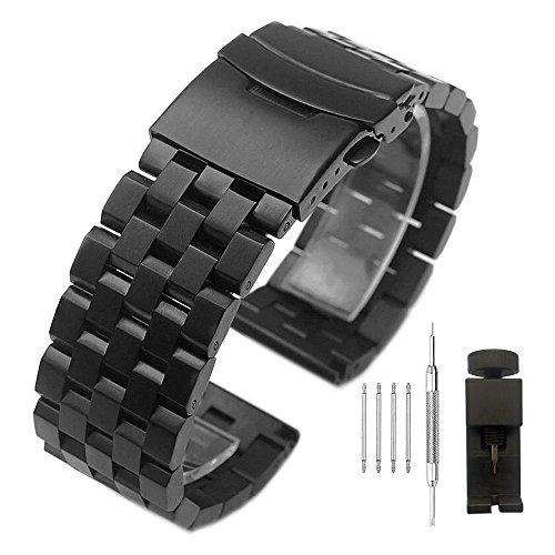 [Kai Tian] 時計ベルト18mm ブラック 時計バンド ステンレス 腕時計 ベルト 時計 留...
