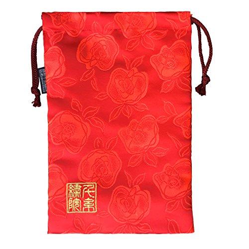 千糸繍院 西陣織 金襴 巾着袋（裏地付き） 薔薇浪漫/紅 大サイズ