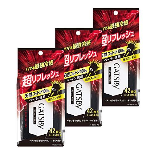 GATSBY(ギャツビー) スーパーリフレッシュタイプ メンズ 洗顔シート セット 徳用42枚×3個...