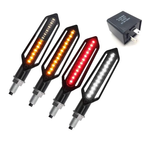 バイク 用 12V LED シーケンシャル 4個 リレー 付き セット 2ピン 3ピン 各種 ホワイ...