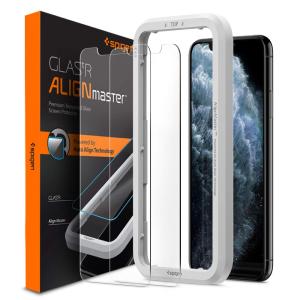 Spigen AlignMaster ガラスフィルム iPhone 11 Pro Max、iPhone XS Max 用 ガイド枠付き iPhone1