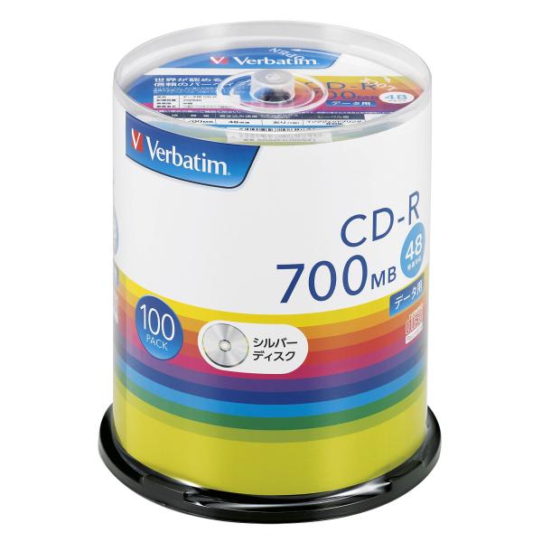 Verbatim バーベイタム 1回記録用 CD-R 700MB 100枚 シルバーディスク 48倍...