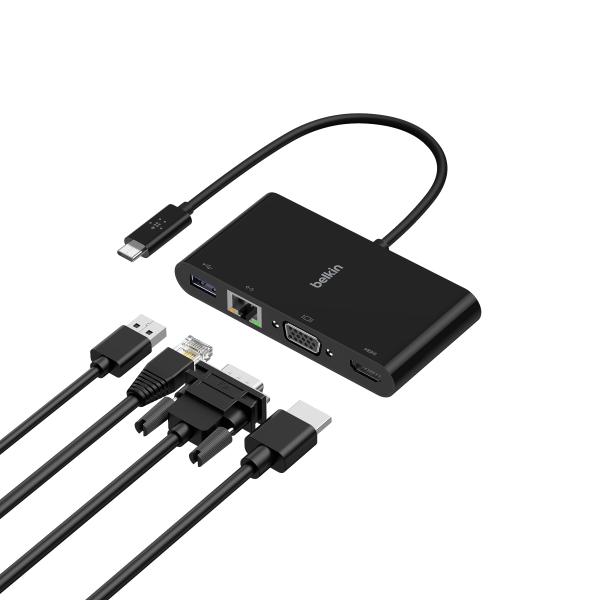 Belkin USB-C マルチメディア変換アダプタ(LANポート、HDMI、VGA, USB) i...
